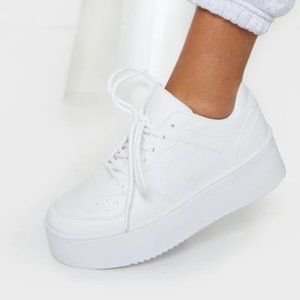 PLT White Platform Sole Chunky Lace Sneakers
